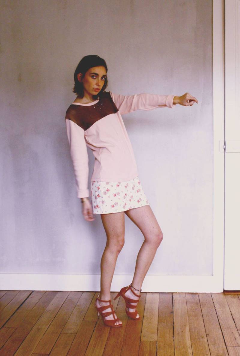 Pullover Aus Pastellrosa Baumwolle Und Durchbrochenem Netzstoff von MarsLovesHer