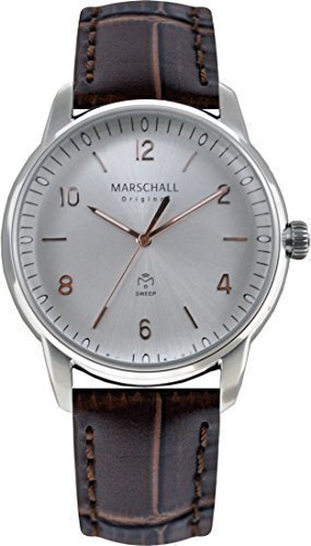 Marschall Original Herren Armbanduhr I Planeo Acero Rosé I Funkuhr mit braunem Lederarmband I Lumineszierende Zeiger I Elegant und minimalistisch Marschall Original Herren Armbanduhr I Planeo Acero Rosé I Funkuhr mit braunem Lederarmband I Lumineszierende Zeiger I Elegant und minimalistisch von Marschall Original