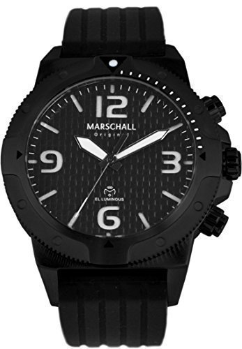 Marschall Original Herren Armbanduhr I Ilumino Negro GT I Taucher-Funkuhr mit schwarzem Silikonarmband I Lumineszierende Zeiger und Beleuchtung I Modern und leistungsstark von Marschall Original