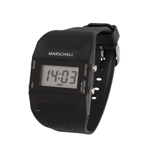 Marschall Deutsch sprechende Armbanduhr I 1109 I Extra großes Display I Ansage von Uhrzeit und Wochentag I Wecker I Perfekt für Senioren, Blinde und Sehbehinderte von Marschall