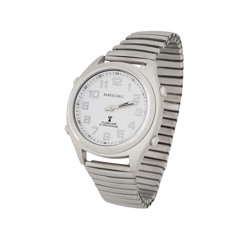 Marschall Deutsch sprechende Herren und Damen Armbanduhr I 1135V I Funkarmbanduhr I Für Blinde, Senioren und Sehbehinderte I Datum- und Zeitansage I Extra große Zeiger von Marschall