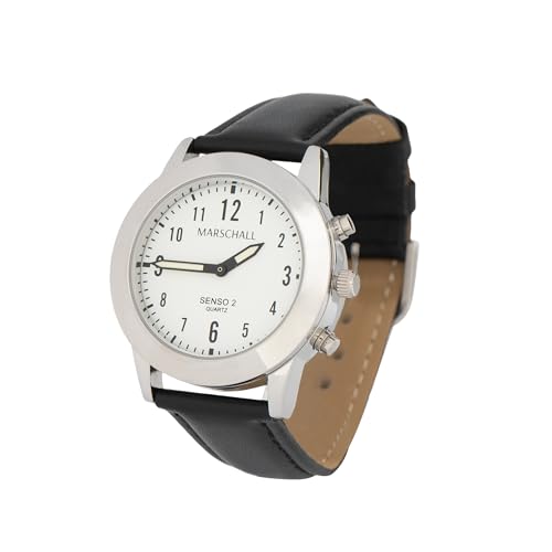 Marschall Senso Deutsch sprechende Damen Armbanduhr I S-DL 2 I Mit Touch Funktion I Für Blinde, Senioren und Demenzkranke I Datum- und Zeitansage I Schwarzes Lederarmband von Marschall