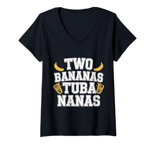 Damen Two Bananas Tuba Nanas Marschbandmusiker - T-Shirt mit V-Ausschnitt Damen Two Bananas Tuba Nanas Marschbandmusiker - T-Shirt mit V-Ausschnitt von Marschband Tuba Player Humor