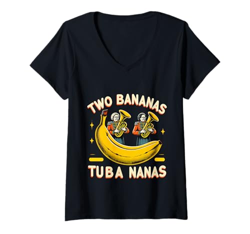 Damen Two Bananas Tuba Nanas Marschbandmusiker |- T-Shirt mit V-Ausschnitt Damen Two Bananas Tuba Nanas Marschbandmusiker |- T-Shirt mit V-Ausschnitt von Marschband Tuba Player Humor