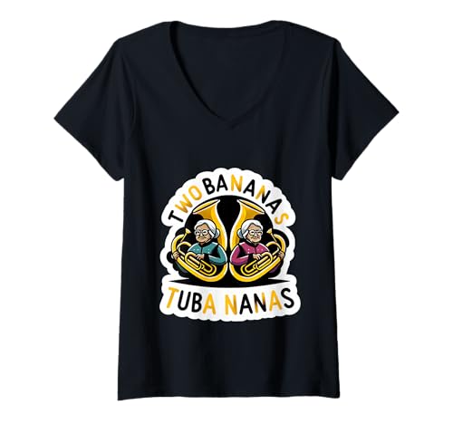 Damen Two Bananas Tuba Nanas Marschbandmusiker |- T-Shirt mit V-Ausschnitt Damen Two Bananas Tuba Nanas Marschbandmusiker |- T-Shirt mit V-Ausschnitt von Marschband Tuba Player Humor