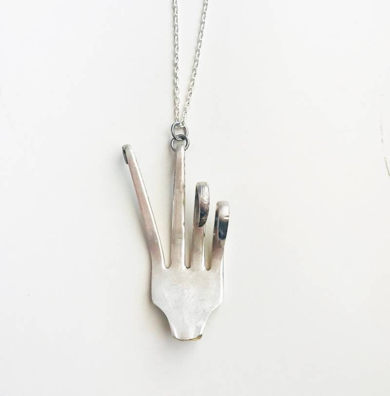 Up-Cycled Vintage Gabel Silber Halskette ~ Peace 24 "'silberkette Inbegriffen von MarshaMarshaDesigns