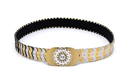 Marshal Metal Manufactory LTD. Damen Metallic Mermaid Scale Stretch Waist Belt Gürtel, Zweifarbige Blume, M-L Marshal Metal Manufactory LTD. Damen Metallic Mermaid Scale Stretch Waist Belt Gürtel, Zweifarbige Blume, M-L von Marshal Metal Manufactory LTD.