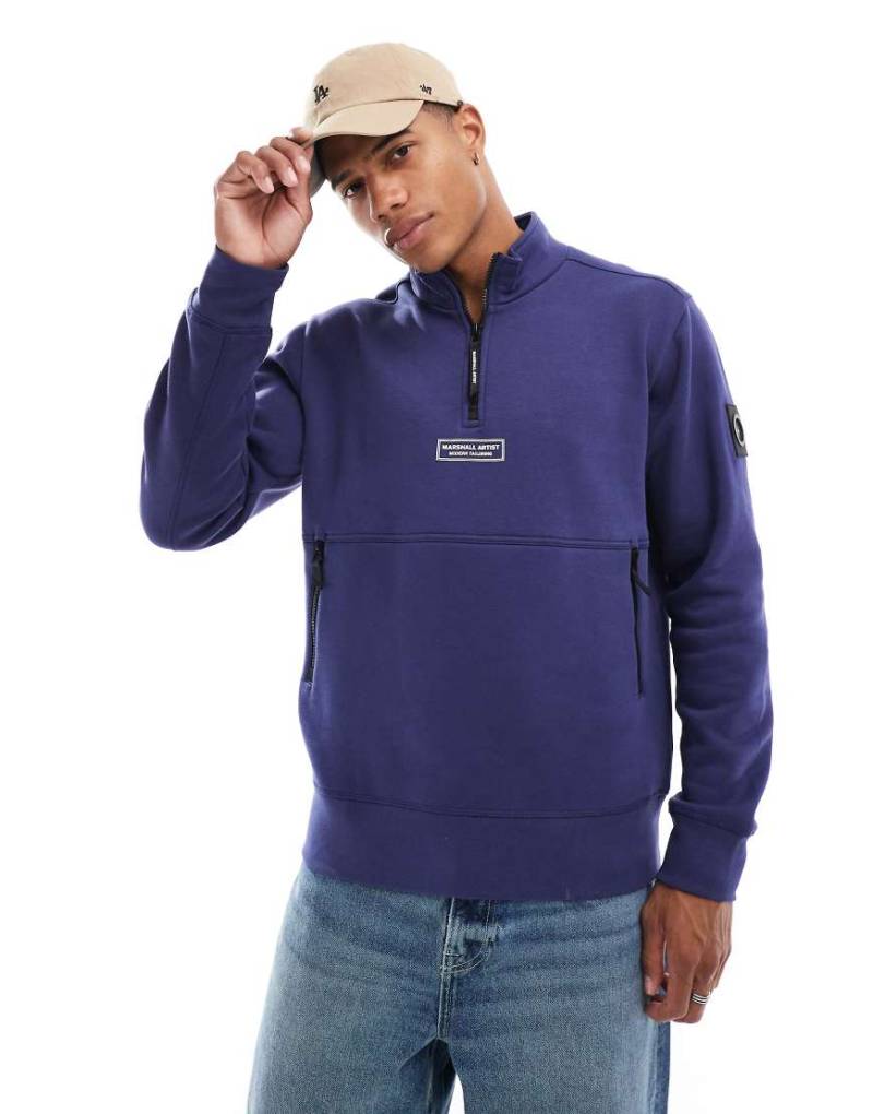 Marshall Artist - Siren - Sweatpullover in Blau mit kurzem Reißverschluss von Marshall Artist