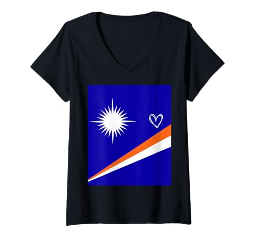 Damen Marshallinseln Flagge Marshallese Heart Proud National Day T-Shirt mit V-Ausschnitt Damen Marshallinseln Flagge Marshallese Heart Proud National Day T-Shirt mit V-Ausschnitt von Marshall Islands Flag Marshallese Proud Gifts Idea