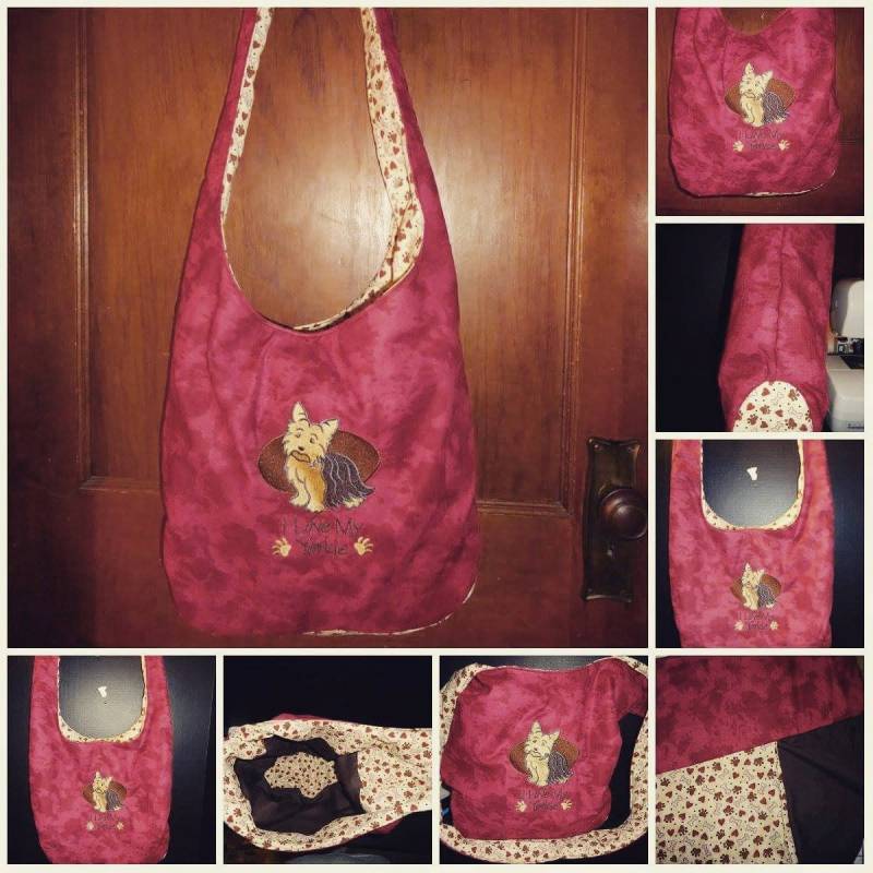 Bestickte Hobo Bag "I Love My Yorkie" ." von Marshaslilcraftpatch
