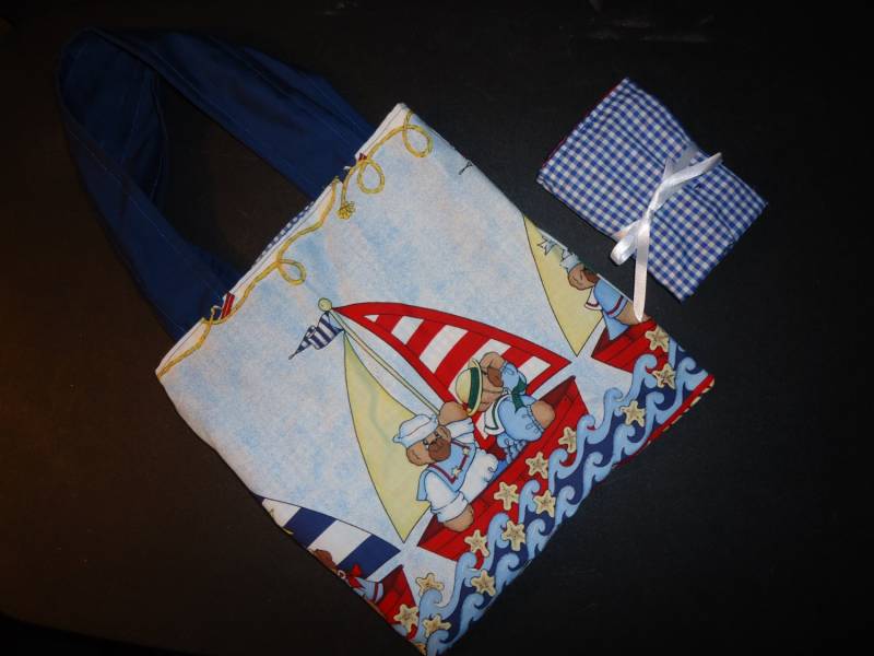 Jungen Sailor Bär Einkaufstasche Mit Buntstifte Rolle von Marshaslilcraftpatch