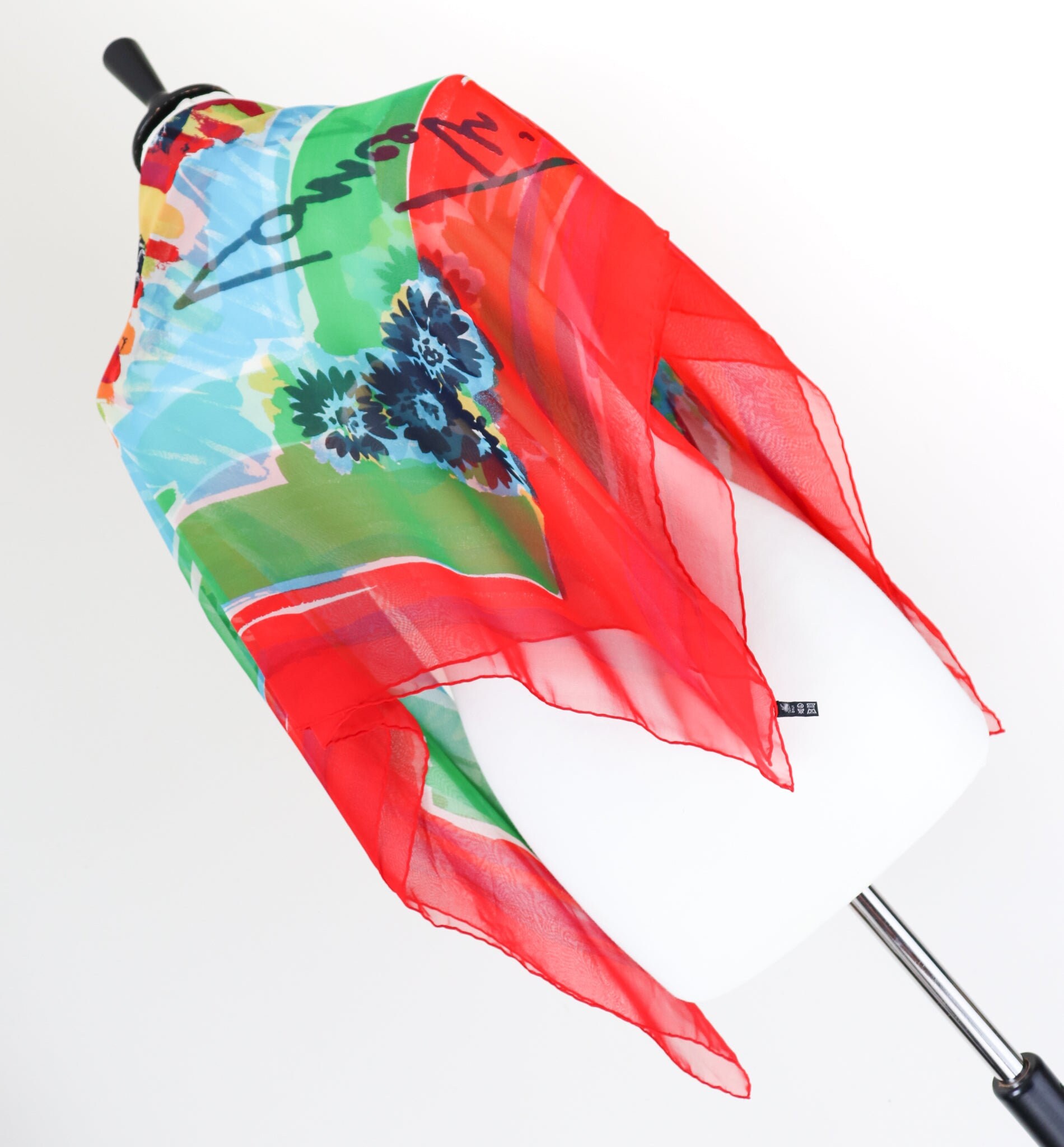 Lancetti 1990S Vintage Seidenschal/Schal - Rotes Chiffon 106cm X 102cm von MarshmallowCarnaby