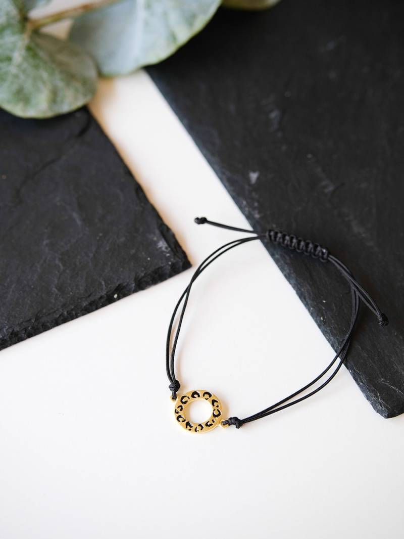 Leopard Kleines Kreis Armband, Emailliertes 18K Vergoldetes Sterling Silber von MartelieJewelry