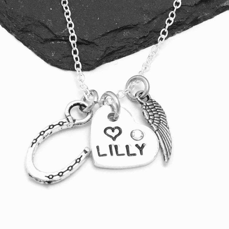 Haustier Verlust Name Gedenkschmuck, Personalisierte Hunde Erinnerung Schmuck, Hufeisen Halskette, Katzenpfoten Abdruck Anhänger, Individuelles von MarthaAndBoo