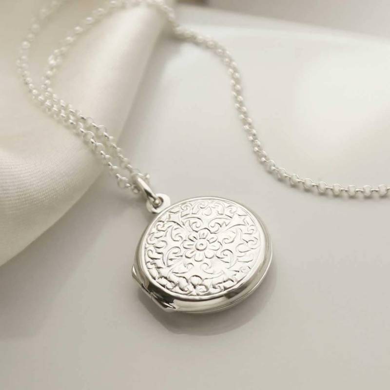 sterling Silber Blumen Runde Medaillon von MarthaJacksonSilver