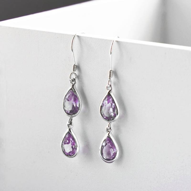 sterling Silber Doppel Amethyst Tropfen von MarthaJacksonSilver