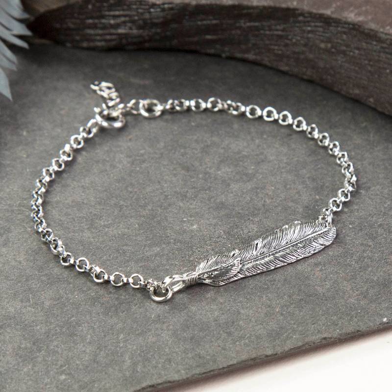 sterling Silber Oxidiertes Feder Armband von MarthaJacksonSilver