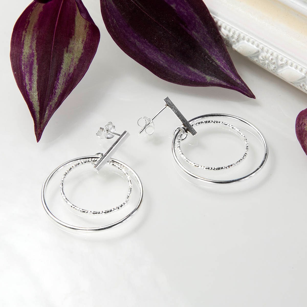 sterling Silber Twin Ring Ohrstecker von MarthaJacksonSilver