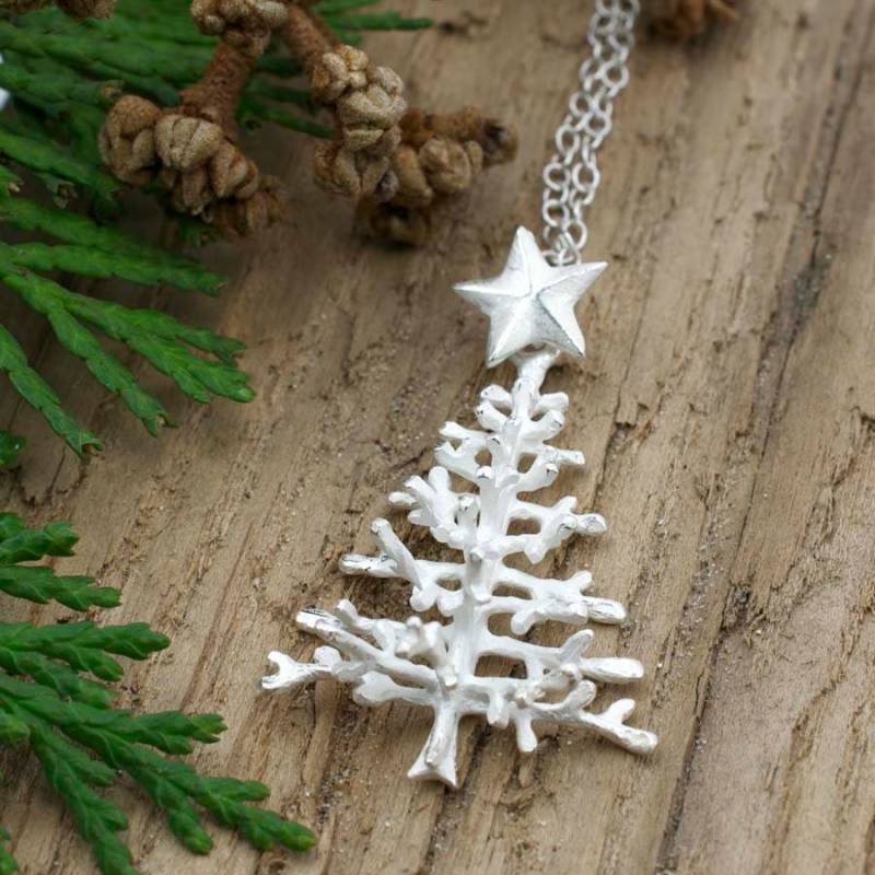 sterling Silber Weihnachtsbaum Halskette von MarthaJacksonSilver