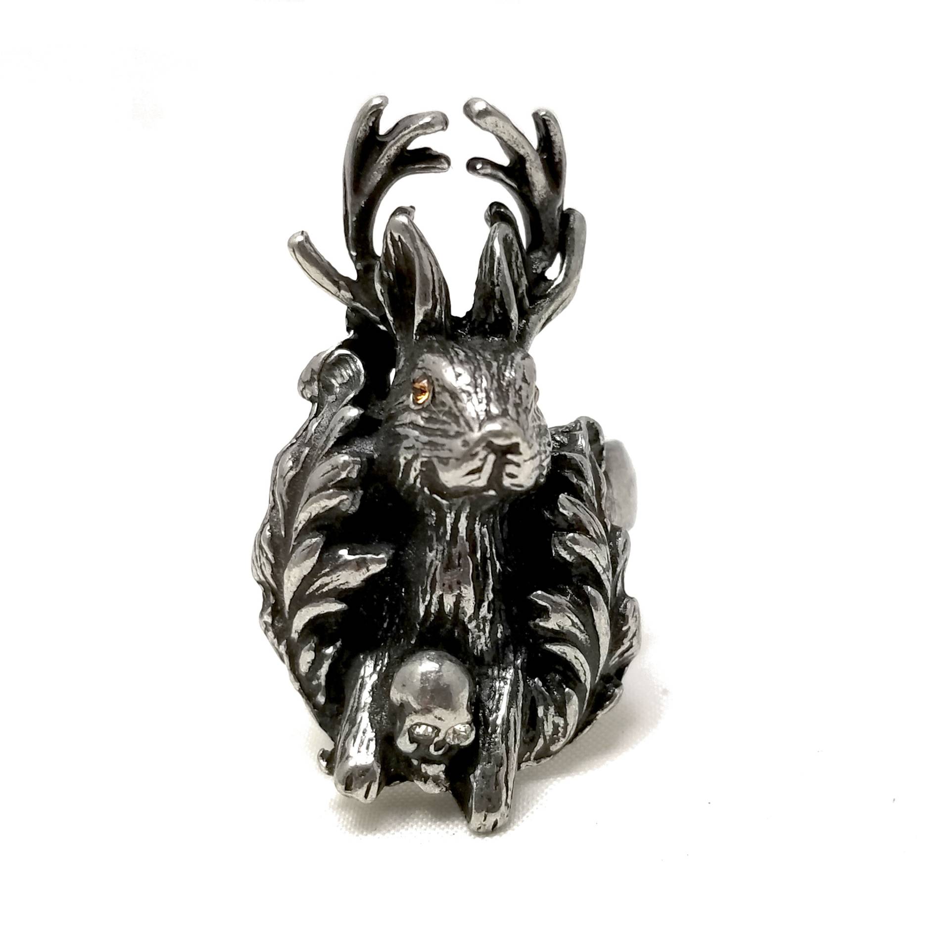 Jackalope Ring. Hase. Totenkopf. Jackrabbit. Antilopen Hörner Mythisch von MarthaRotten