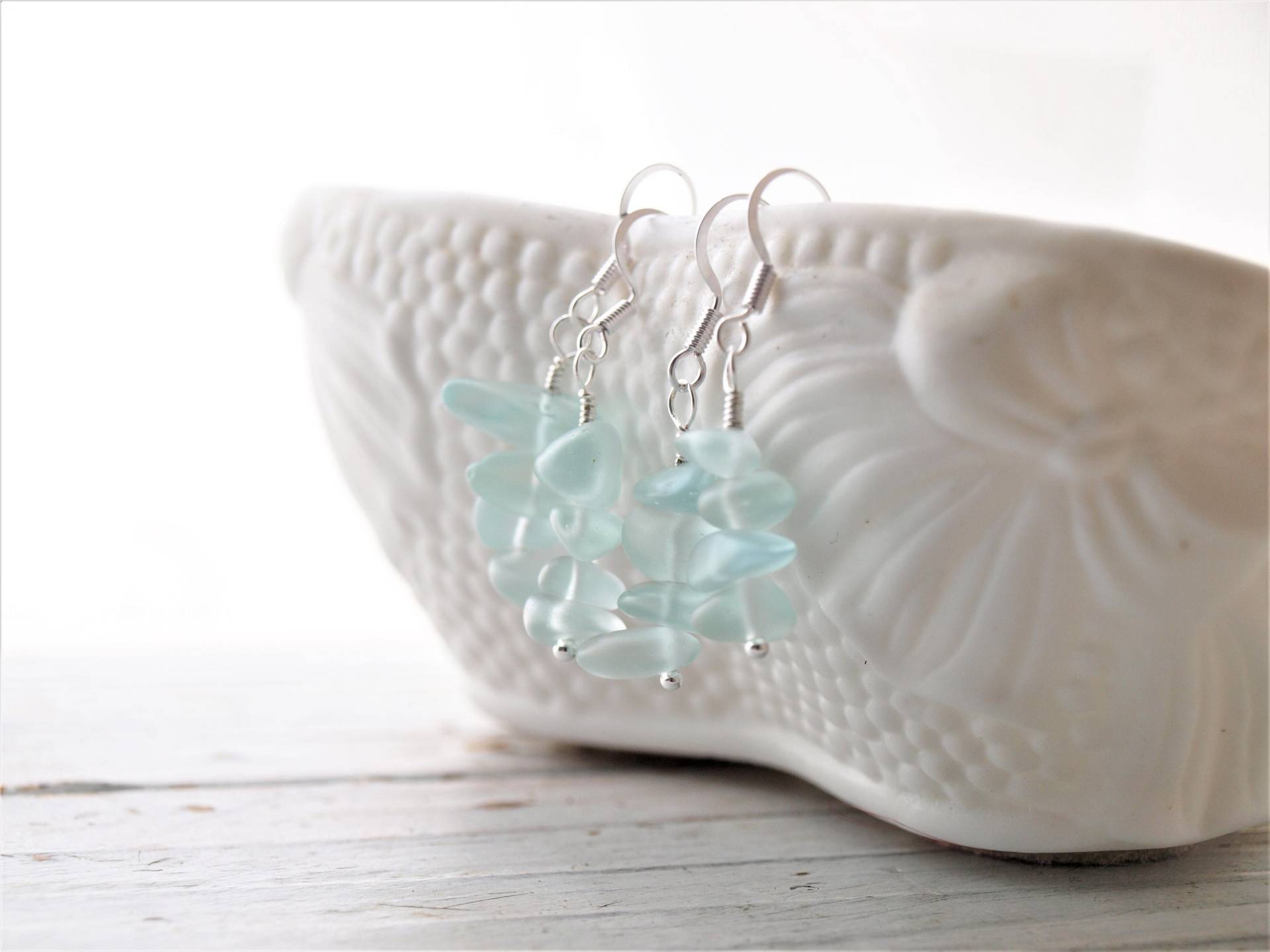 Silber Überzogene Aqua Sea Glass Perlen Baumeln Tropfen Ohrringe Für Frauen | Braut Strand Schmuck Silber Überzogene Aqua Sea Glass Perlen Baumeln Tropfen Ohrringe Für Frauen | Braut Strand Schmuck von MarthaStudioDesigns