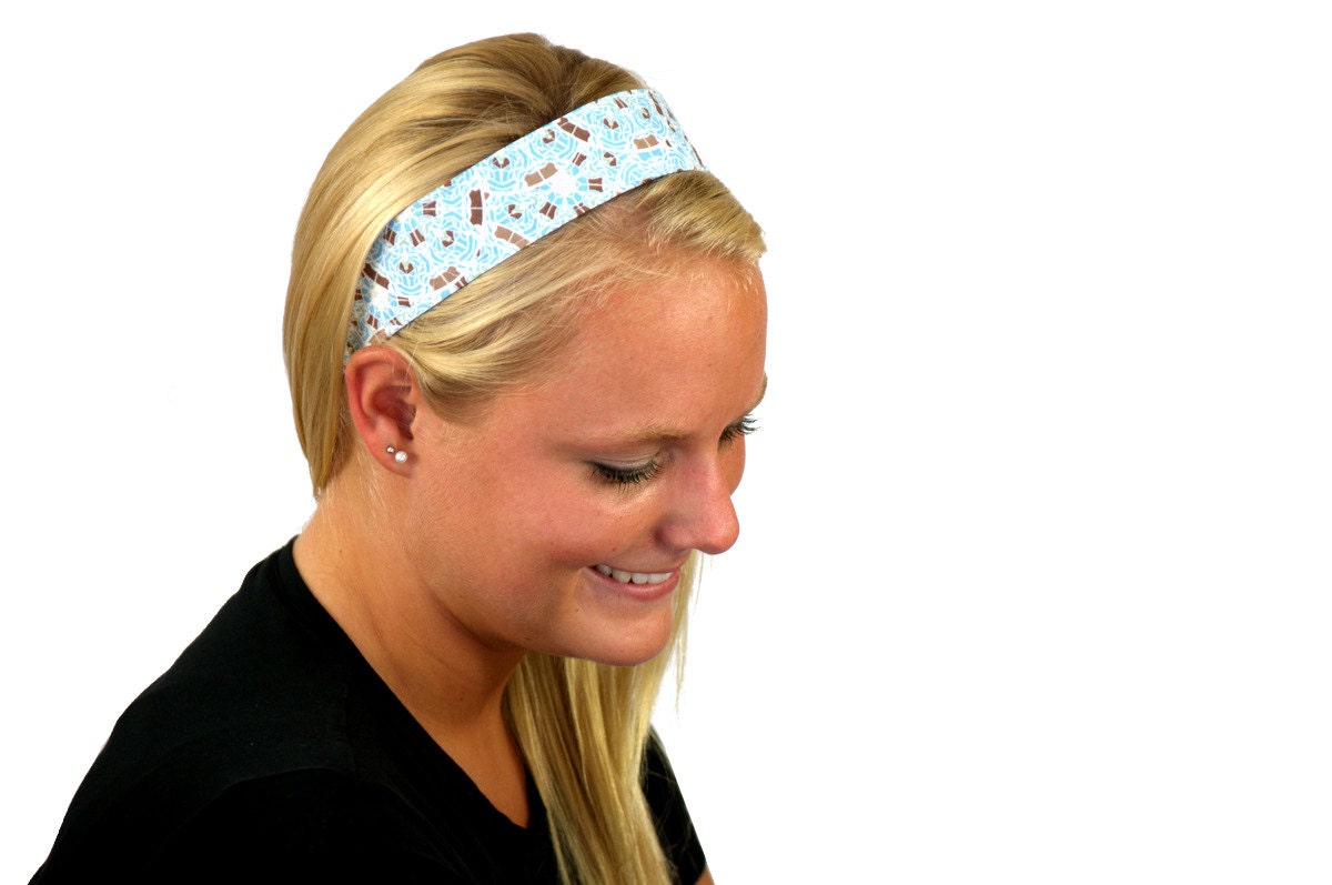 Billige Stirnbänder, Licht Blau Und Braun Mosaik Weiches Dünn Kopfband Billige Stirnbänder, Licht Blau Und Braun Mosaik Weiches Dünn Kopfband von MarthasFabricHouse