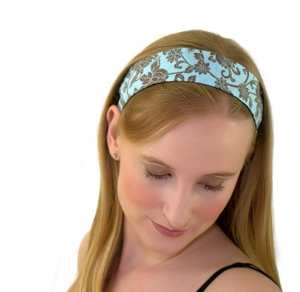 Skinny Stirnband, Heißer Kakao Blumengarten Über Licht Blau, Schönes Stirnband Von Schnäppchen-Stirnbänder Skinny Stirnband, Heißer Kakao Blumengarten Über Licht Blau, Schönes Stirnband Von Schnäppchen-Stirnbänder von MarthasFabricHouse