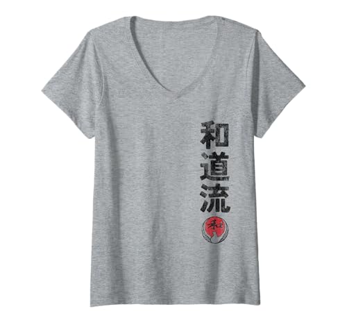 Damen Karate Wado Ryu Japan Kanji Japanese Martial Arts T-Shirt mit V-Ausschnitt Damen Karate Wado Ryu Japan Kanji Japanese Martial Arts T-Shirt mit V-Ausschnitt von Martial Artists Team