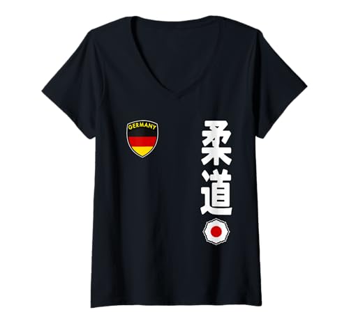 Damen Team Judo German Flag Japanese Martial Arts T-Shirt mit V-Ausschnitt Damen Team Judo German Flag Japanese Martial Arts T-Shirt mit V-Ausschnitt von Martial Artists Team