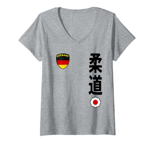 Damen Team Judo German Flag Japanese Martial Arts T-Shirt mit V-Ausschnitt Damen Team Judo German Flag Japanese Martial Arts T-Shirt mit V-Ausschnitt von Martial Artists Team