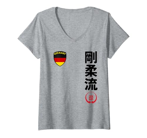 Damen Team Karate Goju Ryu German Flag Kanji Japanese Martial Arts T-Shirt mit V-Ausschnitt Damen Team Karate Goju Ryu German Flag Kanji Japanese Martial Arts T-Shirt mit V-Ausschnitt von Martial Artists Team