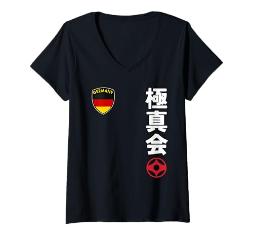 Damen Team Karate Kyokushin German Flag Japanese Martial Arts T-Shirt mit V-Ausschnitt Damen Team Karate Kyokushin German Flag Japanese Martial Arts T-Shirt mit V-Ausschnitt von Martial Artists Team