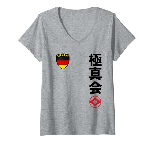 Damen Team Karate Kyokushin German Flag Japanese Martial Arts T-Shirt mit V-Ausschnitt Damen Team Karate Kyokushin German Flag Japanese Martial Arts T-Shirt mit V-Ausschnitt von Martial Artists Team
