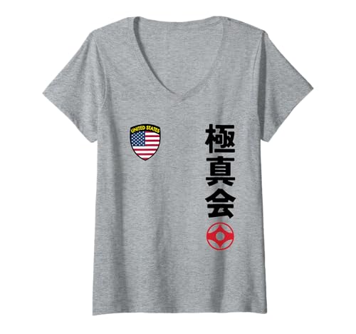 Damen Team Karate Kyokushinkai USA Kanji Japanese Martial Arts T-Shirt mit V-Ausschnitt Damen Team Karate Kyokushinkai USA Kanji Japanese Martial Arts T-Shirt mit V-Ausschnitt von Martial Artists Team