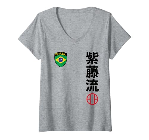 Damen Team Karate Shito Ryu Brazil Flag Japanese Martial Arts T-Shirt mit V-Ausschnitt Damen Team Karate Shito Ryu Brazil Flag Japanese Martial Arts T-Shirt mit V-Ausschnitt von Martial Artists Team