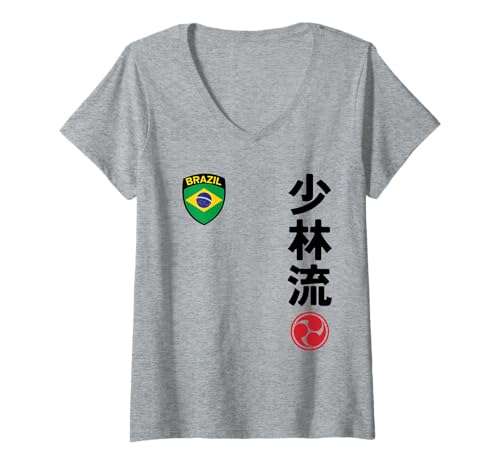 Damen Team Karate Shorin Ryu Brazil Flag Japanese Martial Arts T-Shirt mit V-Ausschnitt Damen Team Karate Shorin Ryu Brazil Flag Japanese Martial Arts T-Shirt mit V-Ausschnitt von Martial Artists Team