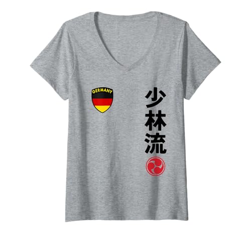 Damen Team Karate Shorin Ryu German Flag Japanese Martial Arts T-Shirt mit V-Ausschnitt Damen Team Karate Shorin Ryu German Flag Japanese Martial Arts T-Shirt mit V-Ausschnitt von Martial Artists Team