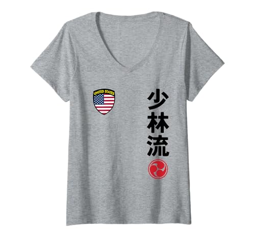 Damen Team Karate Shorin Ryu USA Flag Japanese Martial Arts T-Shirt mit V-Ausschnitt Damen Team Karate Shorin Ryu USA Flag Japanese Martial Arts T-Shirt mit V-Ausschnitt von Martial Artists Team