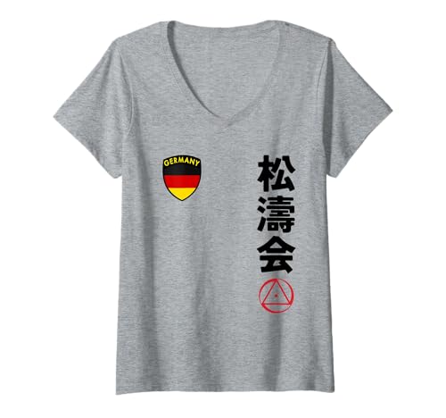 Damen Team Karate Shotokai German Flag Japanese Martial Arts T-Shirt mit V-Ausschnitt Damen Team Karate Shotokai German Flag Japanese Martial Arts T-Shirt mit V-Ausschnitt von Martial Artists Team