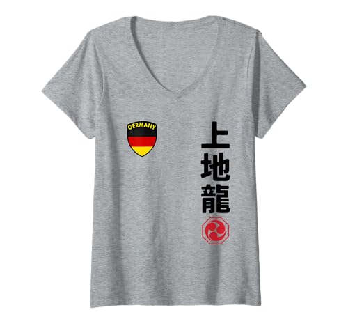 Damen Team Karate Uechi Ryu German Flag Japanese Martial Arts T-Shirt mit V-Ausschnitt Damen Team Karate Uechi Ryu German Flag Japanese Martial Arts T-Shirt mit V-Ausschnitt von Martial Artists Team