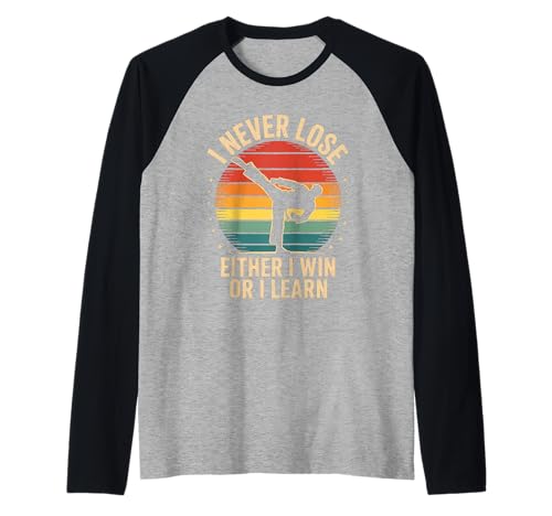 Lustiger Spruch I Never Lose Either I Win or I Learn Women Men Raglan von Martial Arts Motivation for Fighters Dad Students