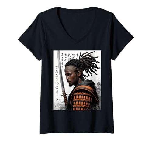 Damen Samurai-Krieger Spruch Katana Stärke Ehre Männer Frauen Japan T-Shirt mit V-Ausschnitt Damen Samurai-Krieger Spruch Katana Stärke Ehre Männer Frauen Japan T-Shirt mit V-Ausschnitt von Martial Ninja Fighter Japanese American African