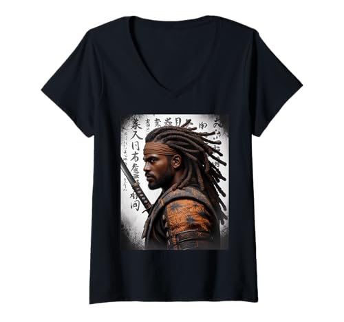 Damen Samurai-Krieger Spruch Katana Stärke Ehre Männer Frauen Japan T-Shirt mit V-Ausschnitt Damen Samurai-Krieger Spruch Katana Stärke Ehre Männer Frauen Japan T-Shirt mit V-Ausschnitt von Martial Ninja Fighter Japanese American African