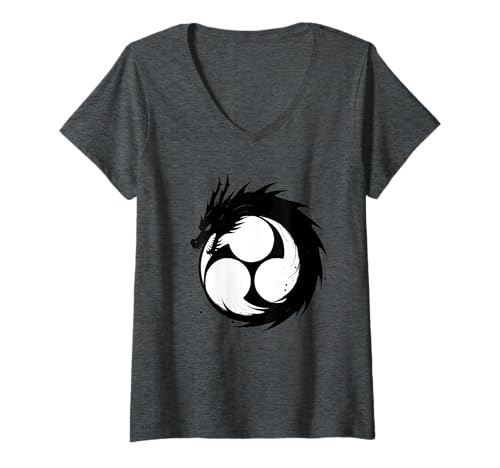 Damen Tomoe und Drache T-Shirt mit V-Ausschnitt Damen Tomoe und Drache T-Shirt mit V-Ausschnitt von MartialArtsShop