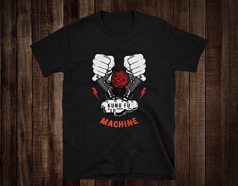 Kung Fu Maschinen Kämpfer T-Shirt Dragon Motor Kampfsport Geschenk von MartialArtsShop