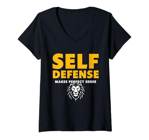 Damen Selbstverteidigungslöwe T-Shirt mit V-Ausschnitt von MartialShop