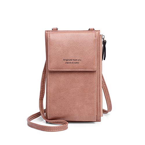 Martin Kench Damen Handy-Umhängetasche Shopper Handytasche Cross Body Kleine Geldbörse aus PU-Leder mit Kartenfächer Verstellbar Abnehmbar Schultergurt Passt Handy (Rosa) von Martin Kench