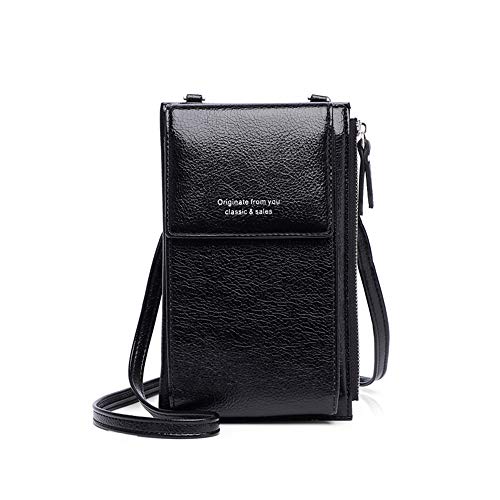 Martin Kench Damen Handy-Umhängetasche Shopper Handytasche Cross Body Kleine Geldbörse aus PU-Leder mit Kartenfächer Verstellbar Abnehmbar Schultergurt Passt Handy (Schwarz) von Martin Kench