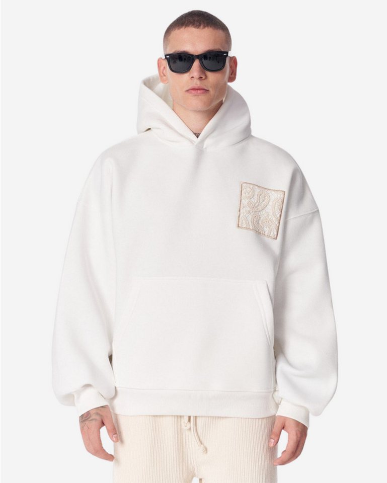 Martin Valen Kapuzenpullover Kapuzenpullover3D bestickter Kapuzenpullover Weiß - Aplike Dantel Kapu von Martin Valen