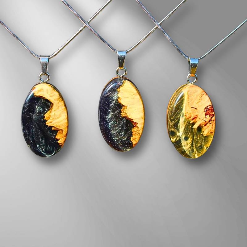 Halskette Aus Holz Und Harz | Naturschmuck Mit Edelstahlkette Einzigartiges Muttertagsgeschenk Für Mama Geburtstagsgeschenk von MartinKHolzkunst